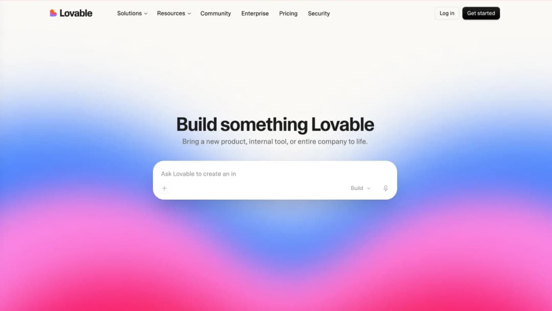 Lovable home screen with the Build something Lovable prompt box