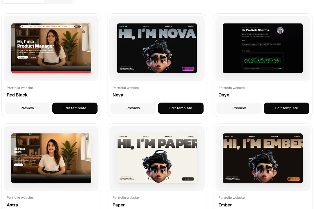 Pick: Choose a template and preview it.